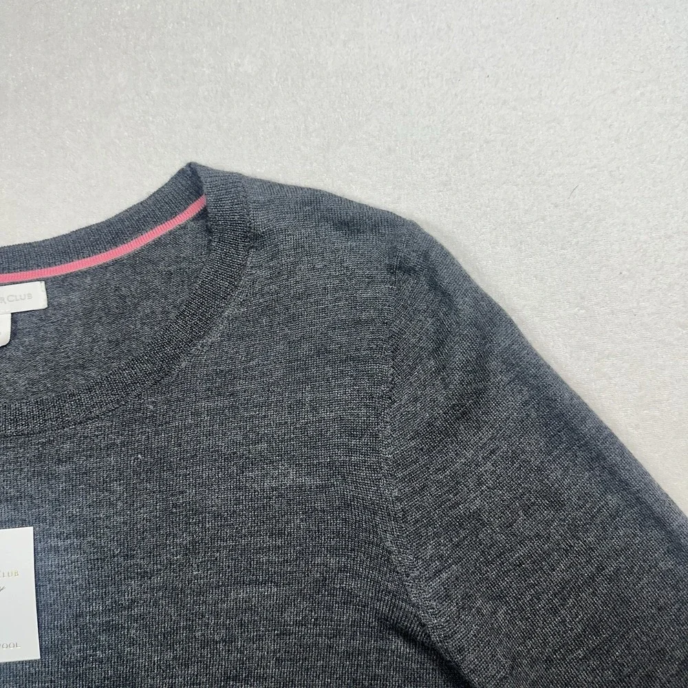 Charter Club Merino Wool Crewneck Sweater XXL Charcoal Heather‎ Button Cuff